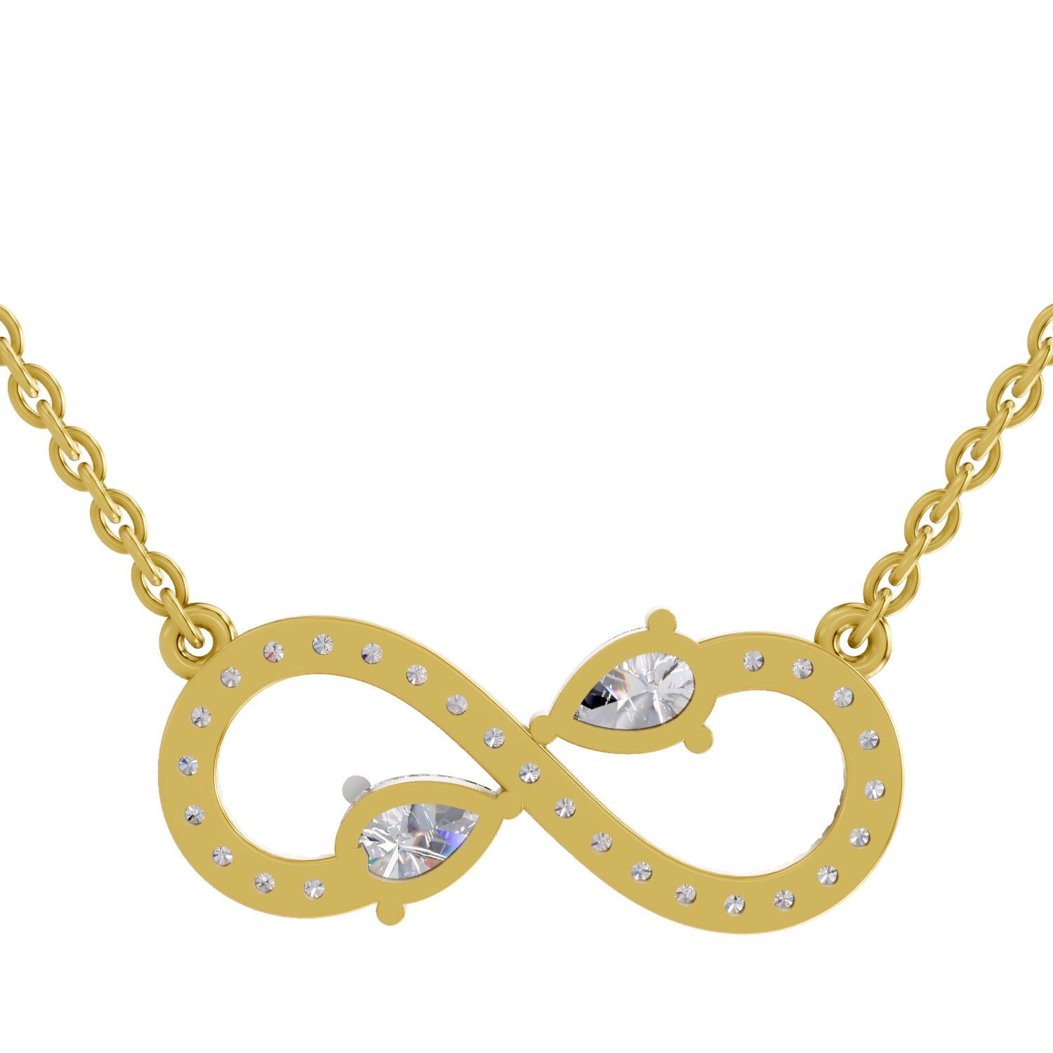 0.98 Carat Pear Shape Infinity Diamond Necklace 14K