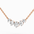 1.31 Carat Round Graduated Bar Necklace 14K - Rose Gold