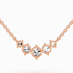 1.31 Carat Round Graduated Bar Necklace 14K - Rose Gold