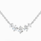 1.31 Carat Round Graduated Bar Necklace 14K - White Gold