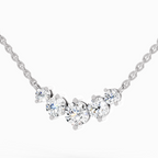 1.31 Carat Round Graduated Bar Necklace 14K - White Gold