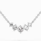 1.31 Carat Round Graduated Bar Necklace 14K - White Gold