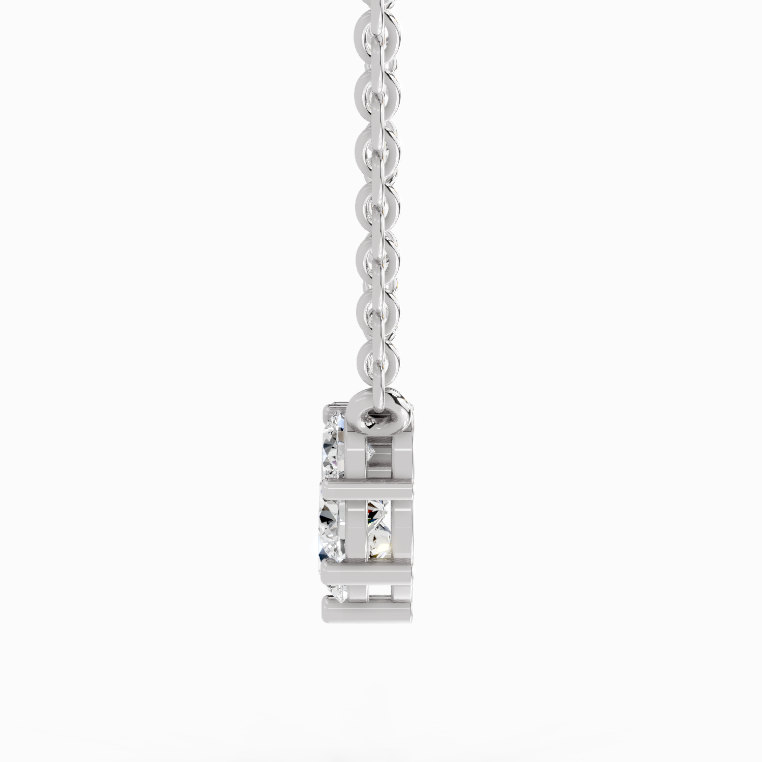 1.31 Carat Round Graduated Bar Necklace 14K - White Gold
