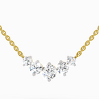 1.31 Carat Round Graduated Bar Necklace 14K