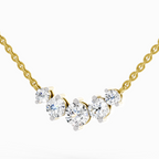 1.31 Carat Round Graduated Bar Necklace 14K