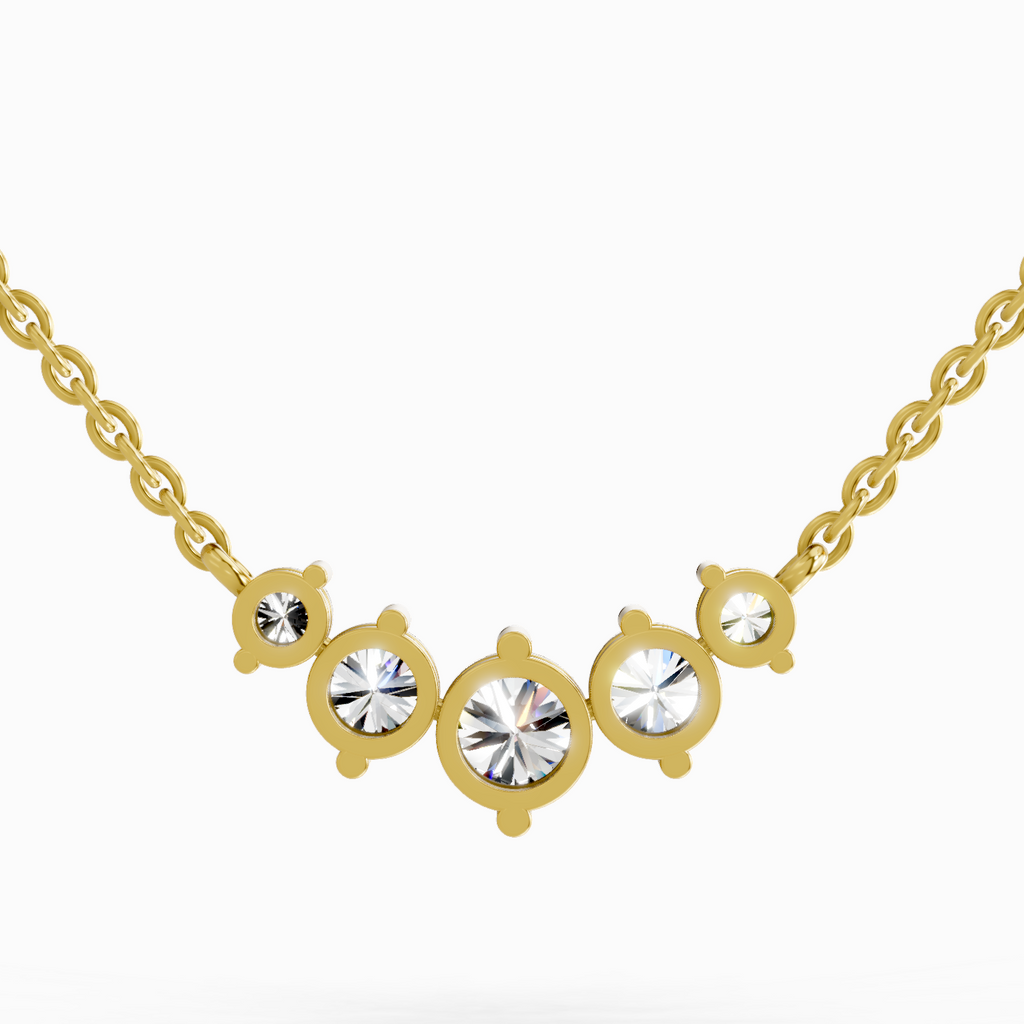 1.31 Carat Round Graduated Bar Necklace 14K