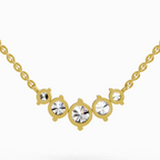 1.31 Carat Round Graduated Bar Necklace 14K