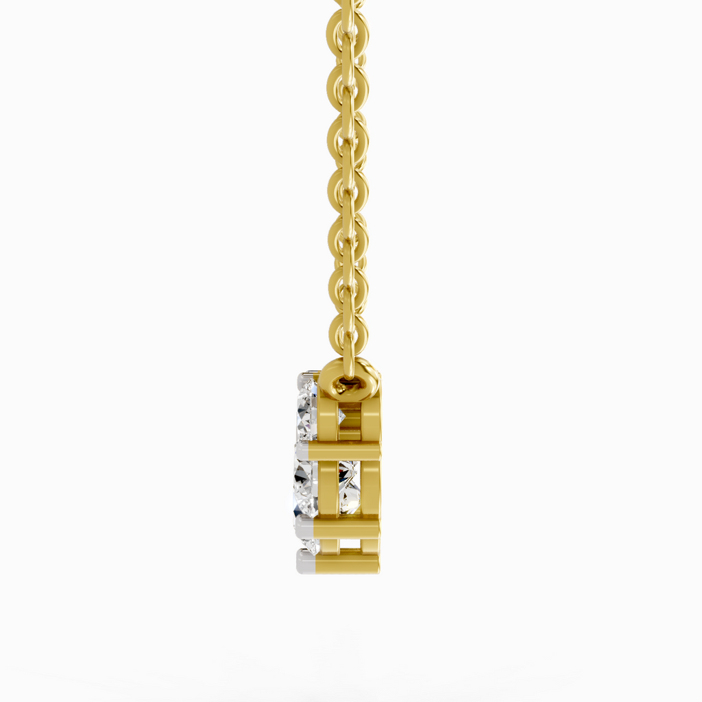 1.31 Carat Round Graduated Bar Necklace 14K