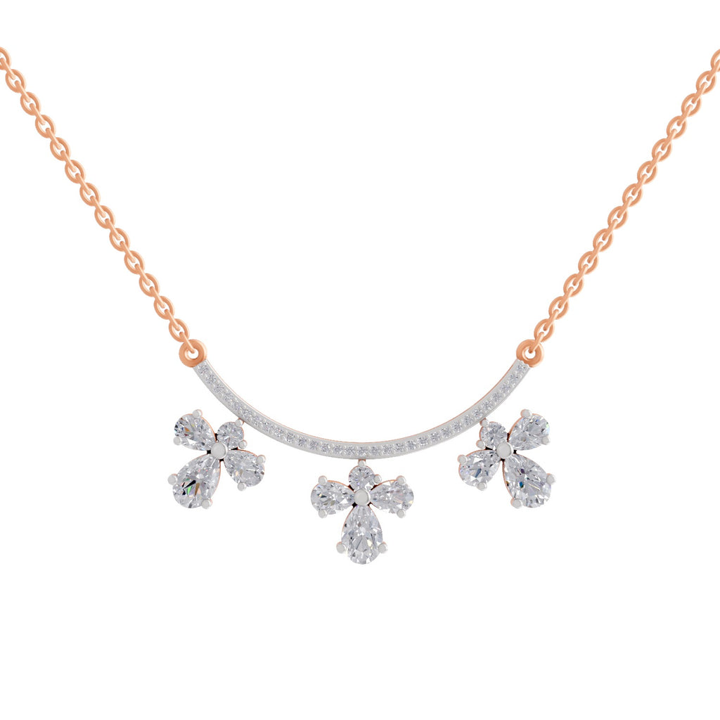 1.91 Carat Pear Floral Drop Diamond Necklace 14K - Rose Gold