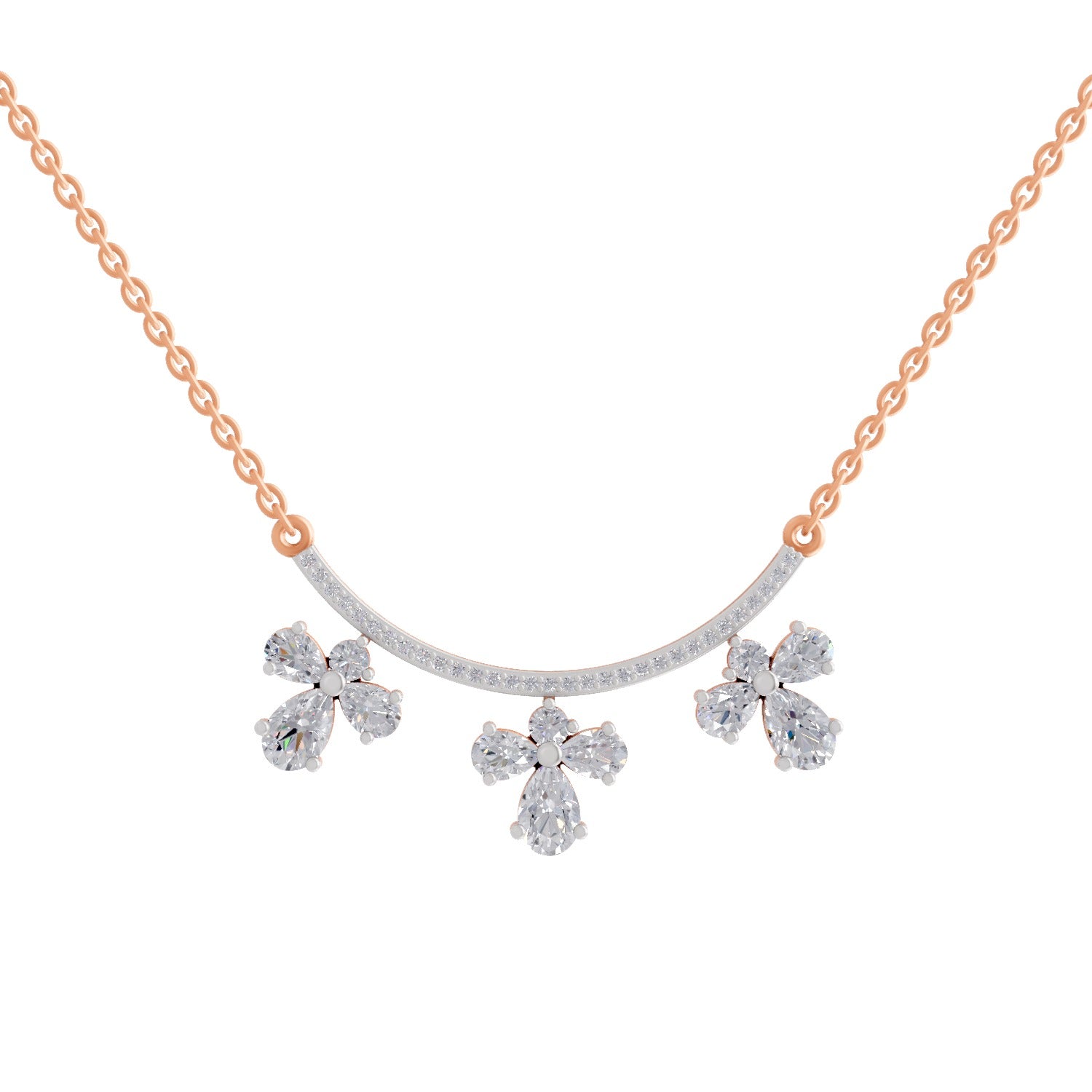 1.91 Carat Pear Floral Drop Diamond Necklace 14K - Rose Gold