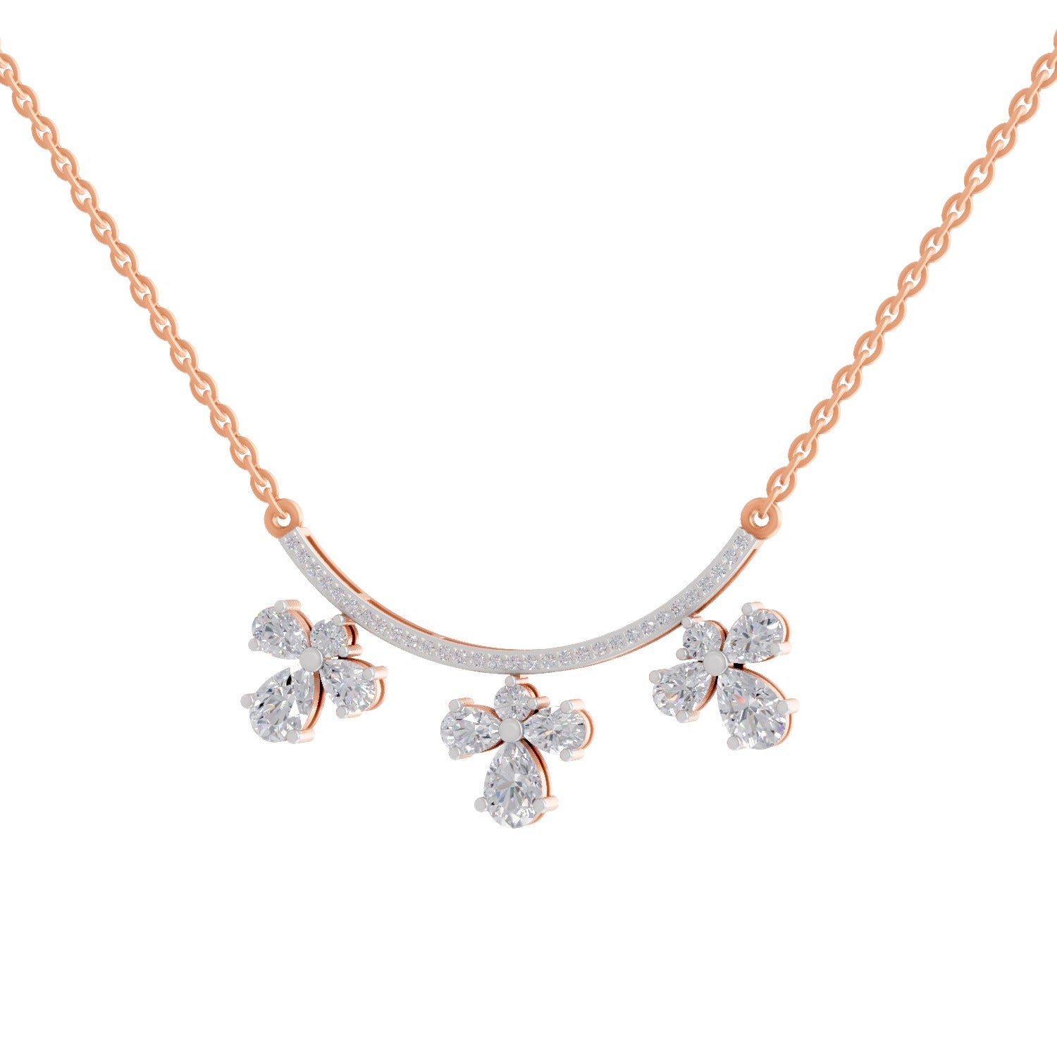 1.91 Carat Pear Floral Drop Diamond Necklace 14K - Rose Gold