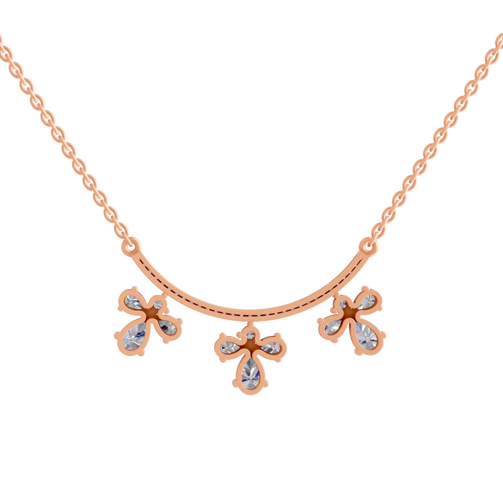 1.91 Carat Pear Floral Drop Diamond Necklace 14K - Rose Gold