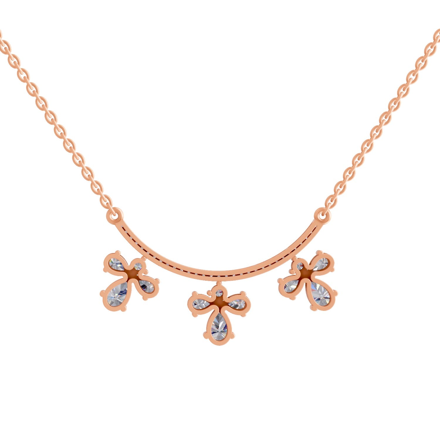 1.91 Carat Pear Floral Drop Diamond Necklace 14K - Rose Gold