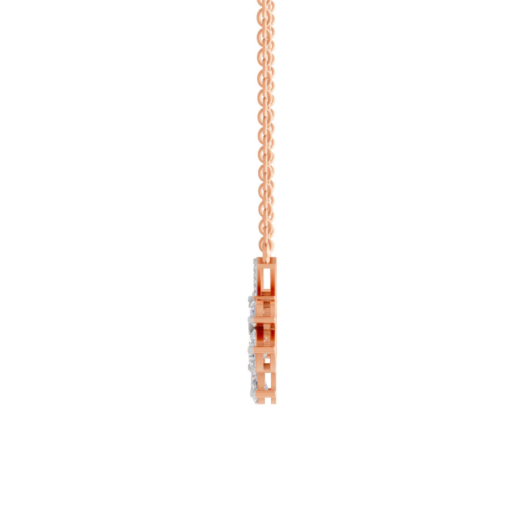 1.91 Carat Pear Floral Drop Diamond Necklace 14K - Rose Gold