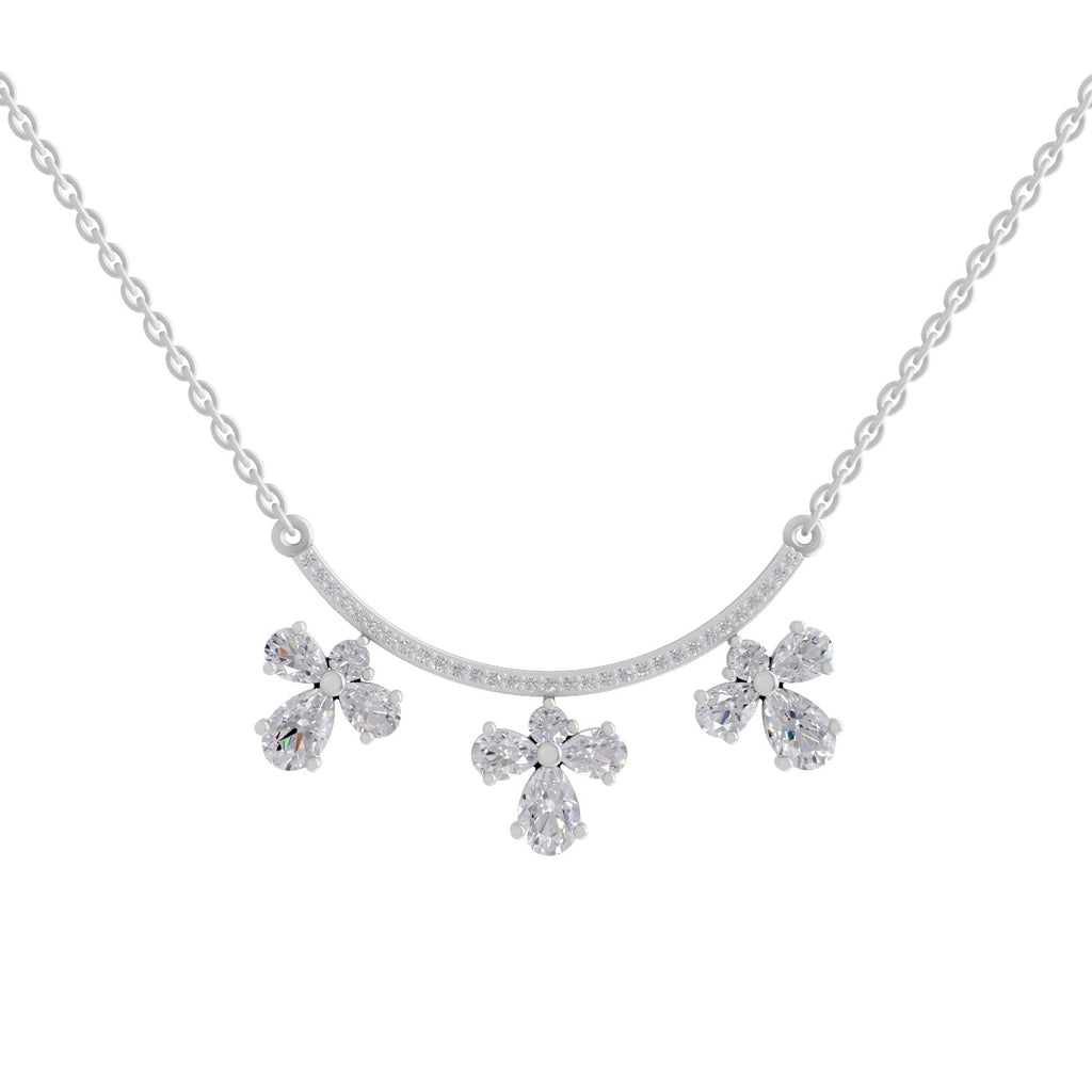 1.91 Carat Pear Floral Drop Diamond Necklace 14K - White Gold