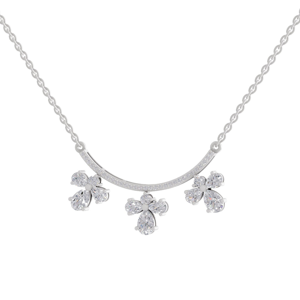 1.91 Carat Pear Floral Drop Diamond Necklace 14K - White Gold