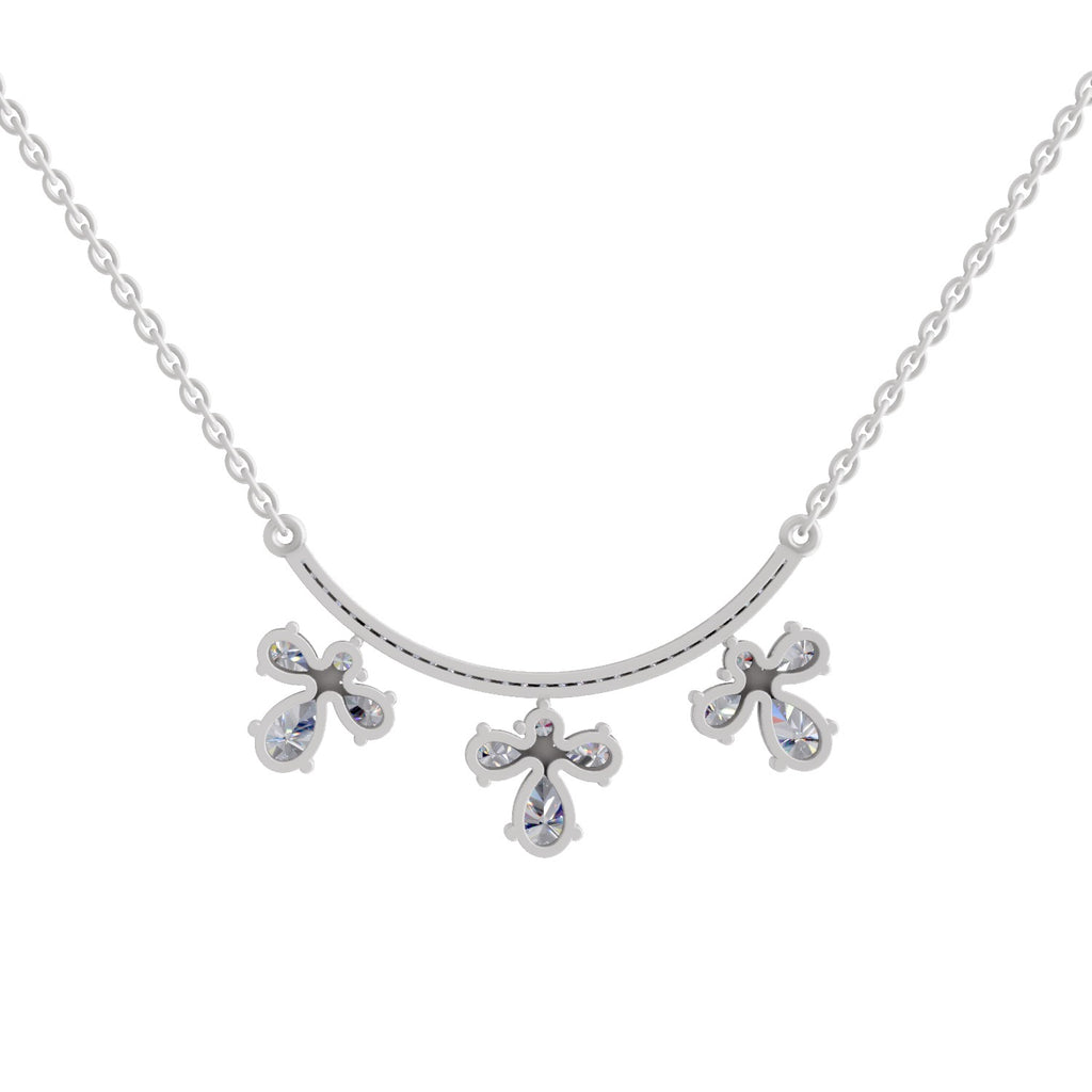 1.91 Carat Pear Floral Drop Diamond Necklace 14K - White Gold