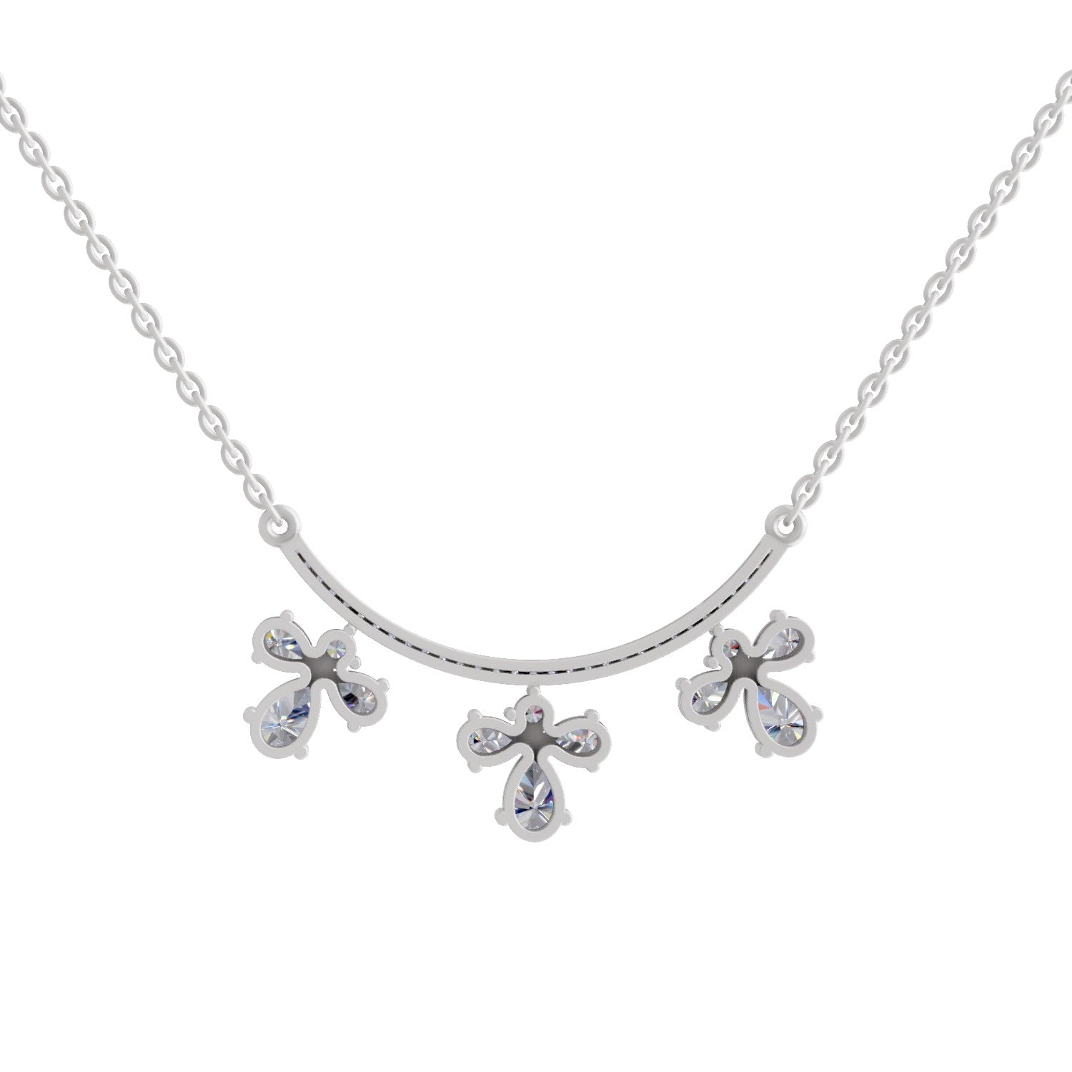 1.91 Carat Pear Floral Drop Diamond Necklace 14K - White Gold