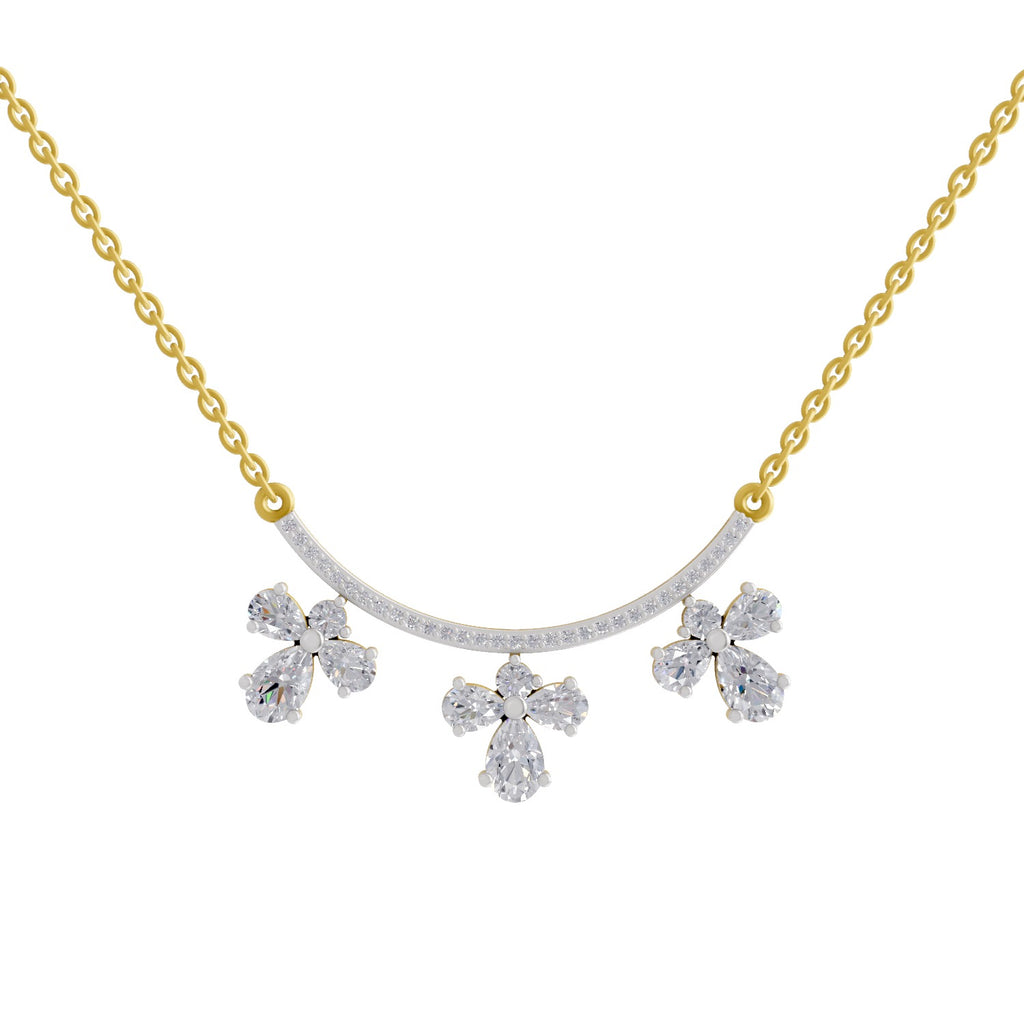 1.91 Carat Pear Floral Drop Diamond Necklace 14K