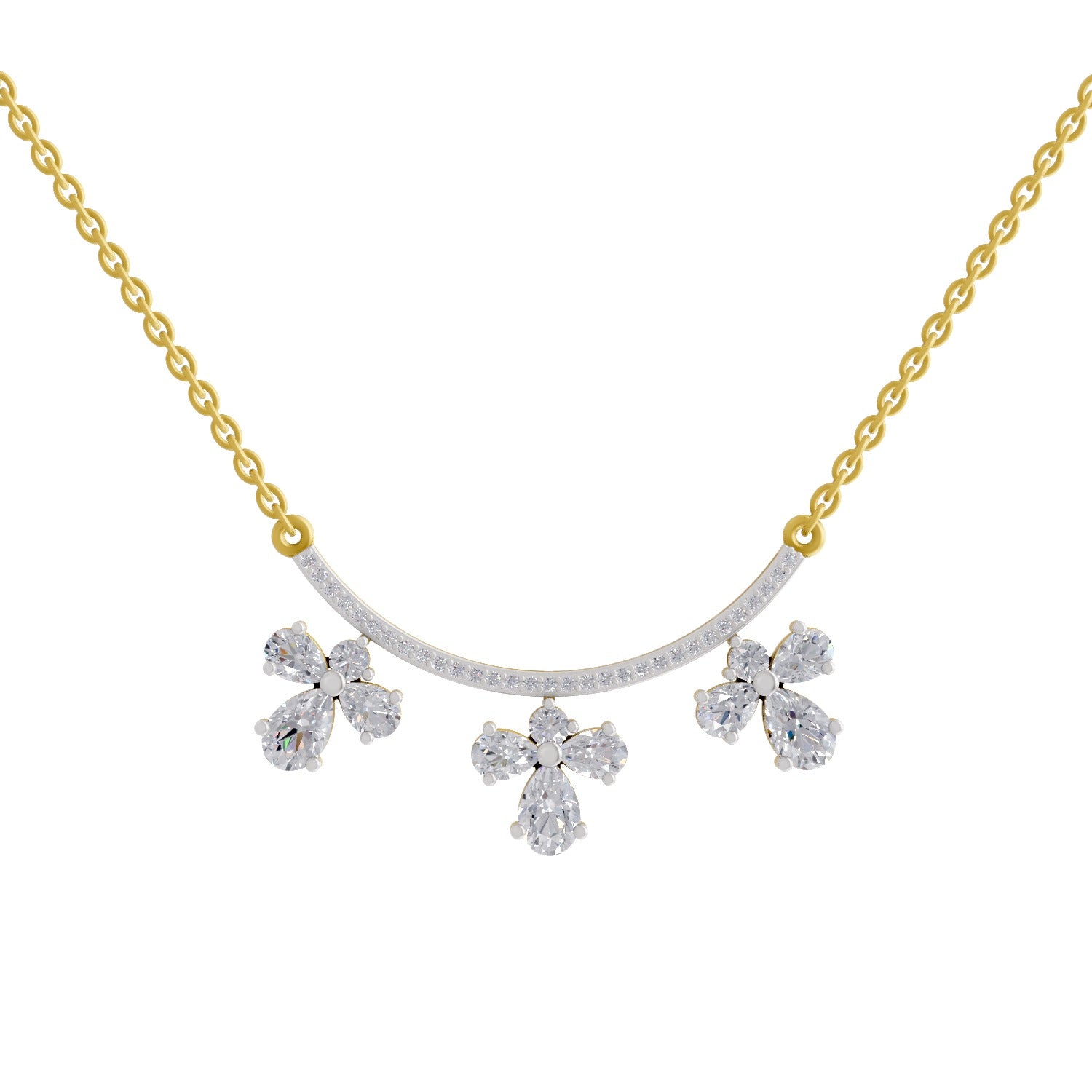 1.91 Carat Pear Floral Drop Diamond Necklace 14K