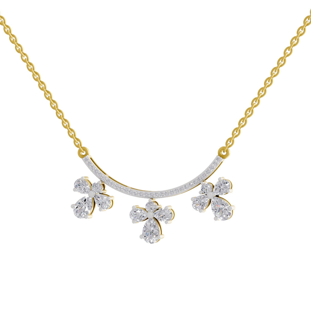 1.91 Carat Pear Floral Drop Diamond Necklace 14K