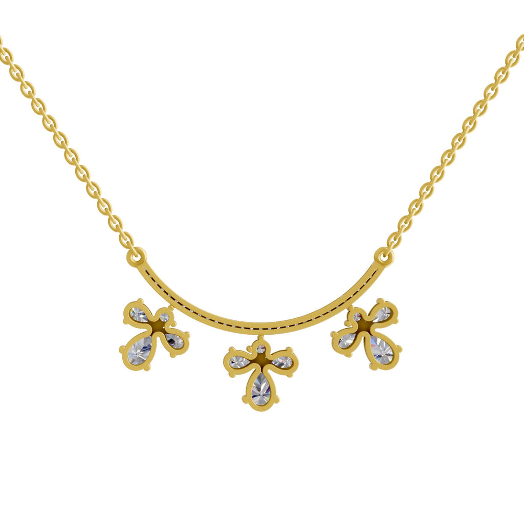 1.91 Carat Pear Floral Drop Diamond Necklace 14K