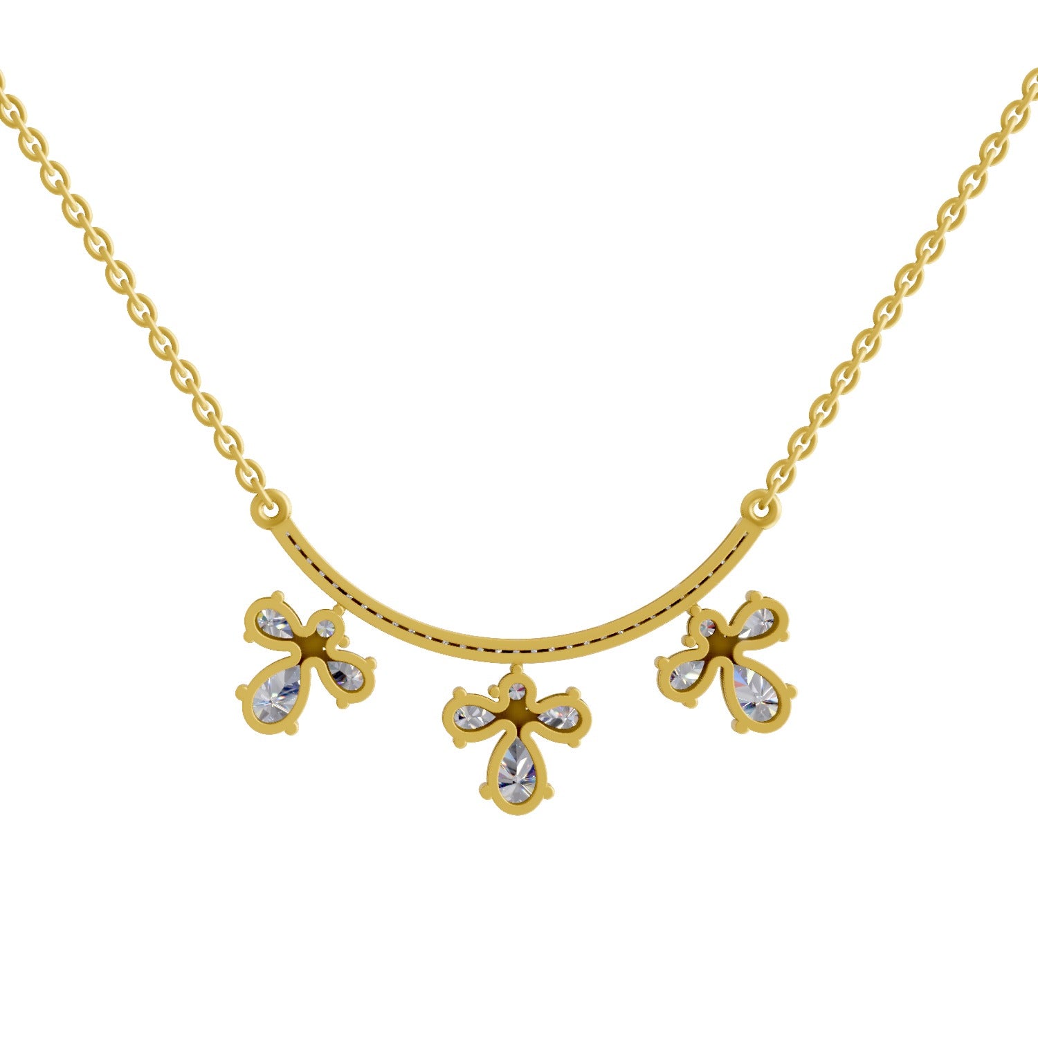 1.91 Carat Pear Floral Drop Diamond Necklace 14K