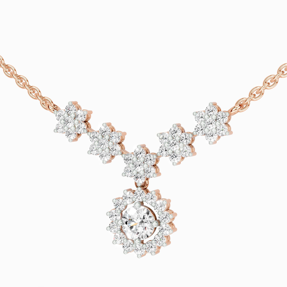 Exquisite Round Floral Diamond Necklace