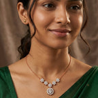 Exquisite Round Floral Diamond Necklace