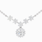 1.16 Carat Round Floral Necklace 14K - White Gold