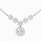1.16 Carat Round Floral Necklace 14K - White Gold
