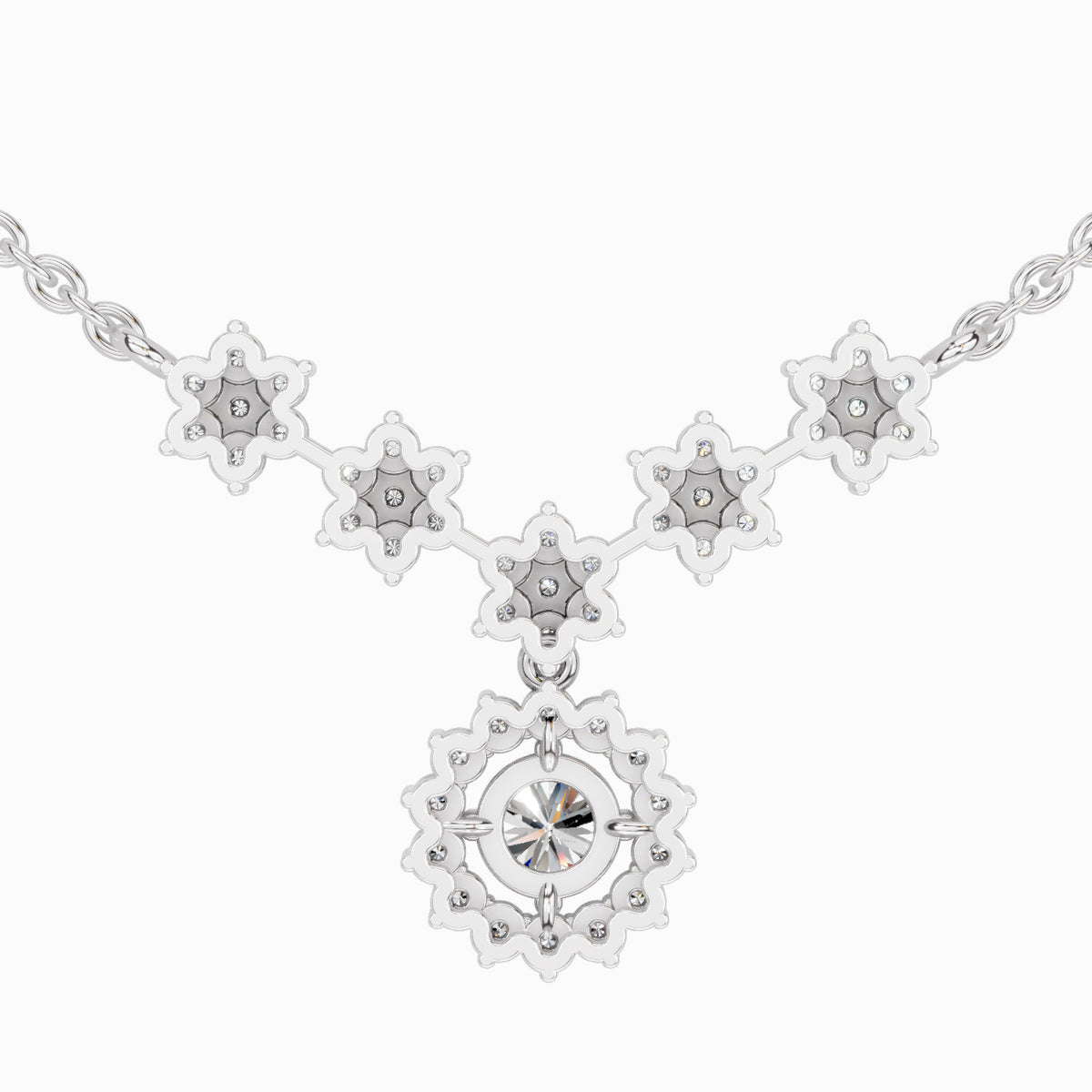Exquisite Round Floral Diamond Necklace