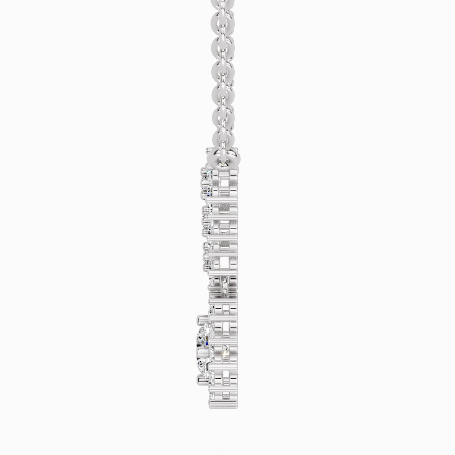 1.16 Carat Round Floral Necklace 14K - White Gold