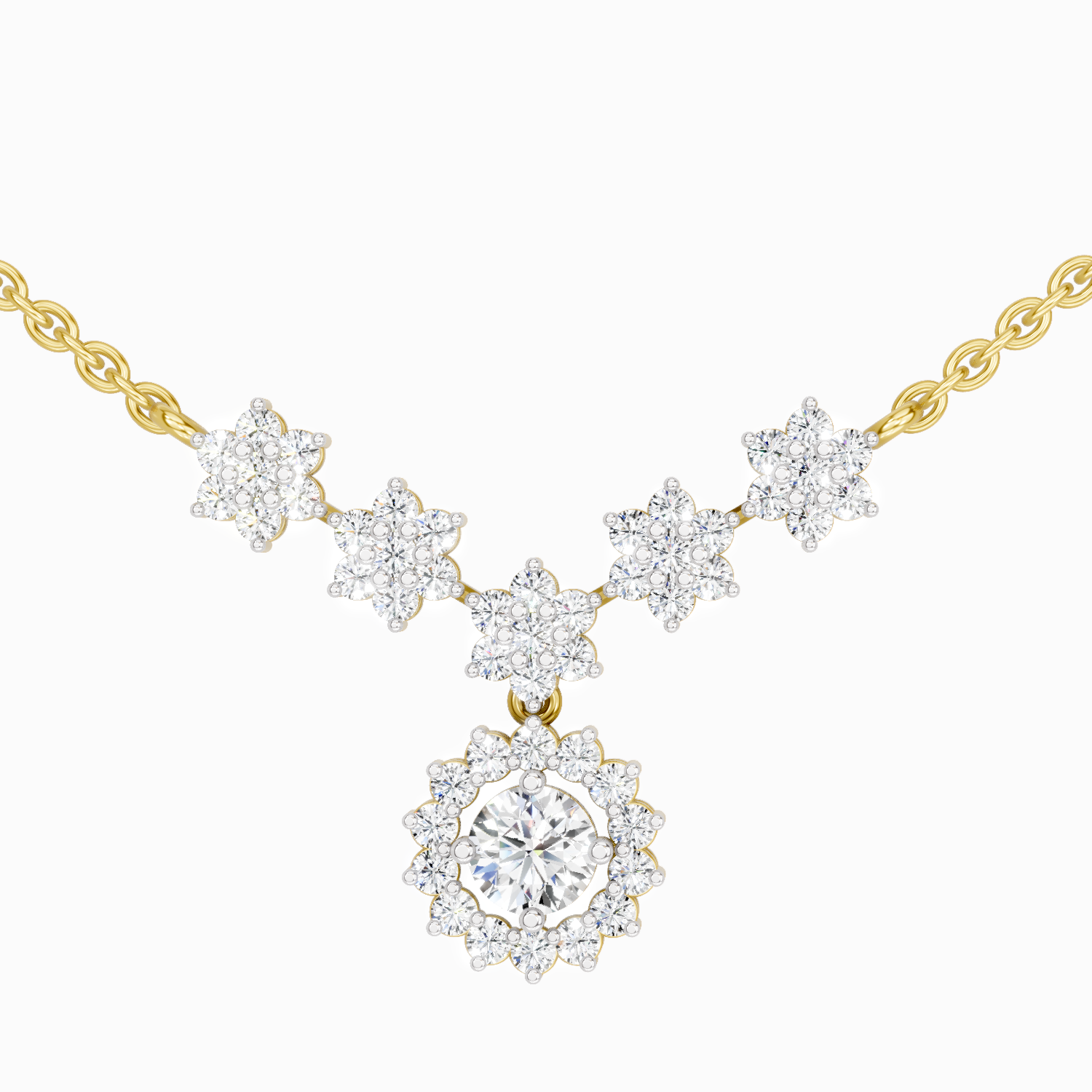1.16 Carat Round Floral Necklace 14K