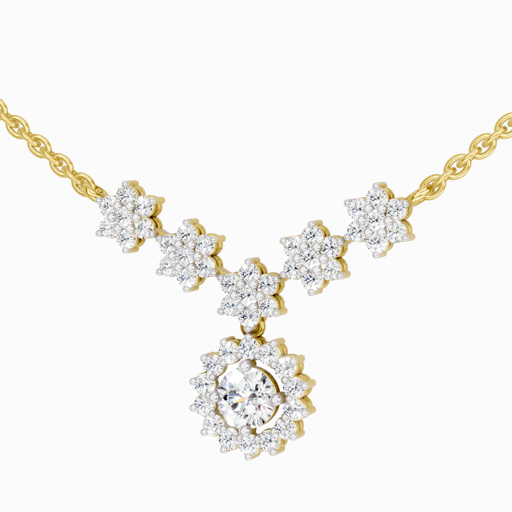 1.16 Carat Round Floral Necklace 14K