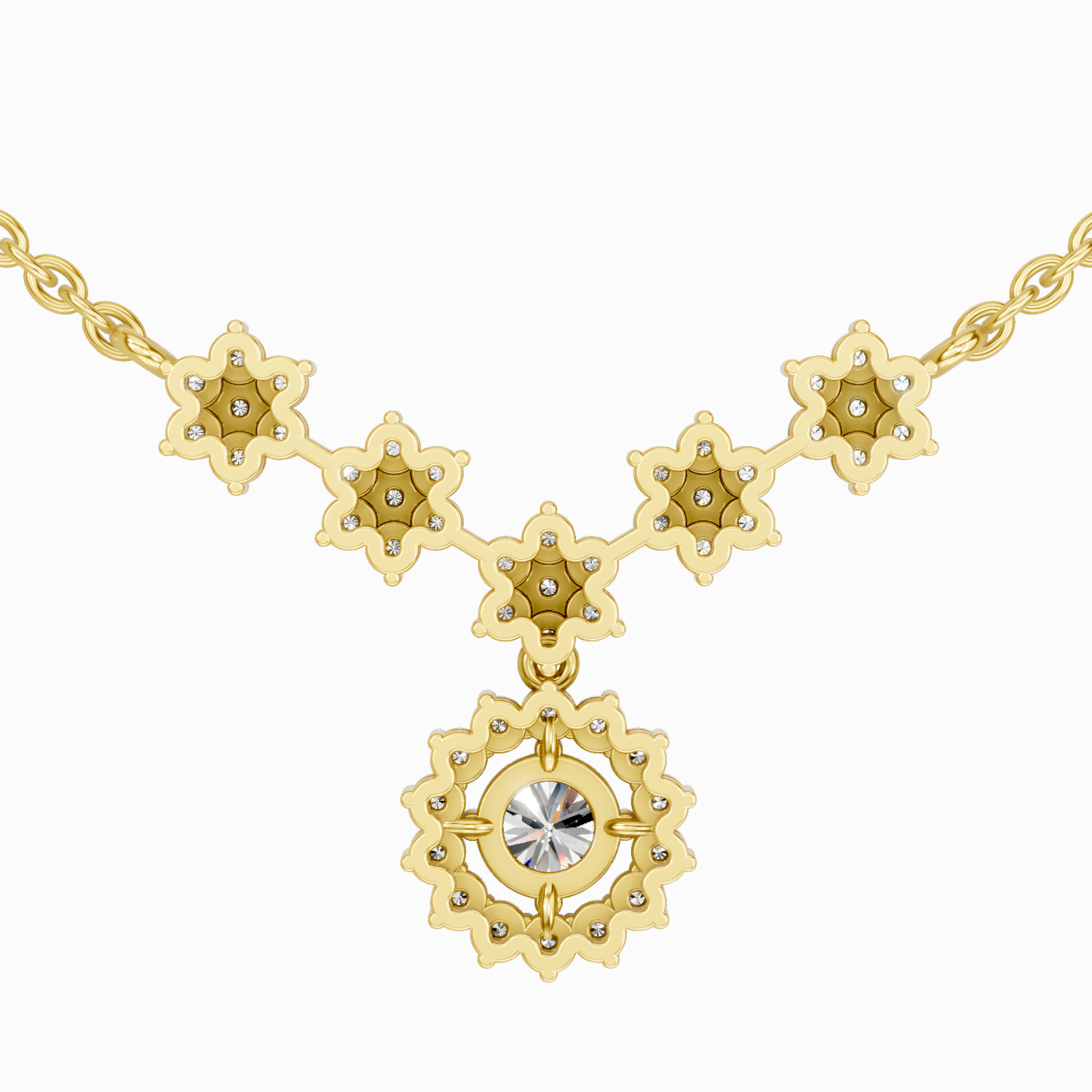1.16 Carat Round Floral Necklace 14K