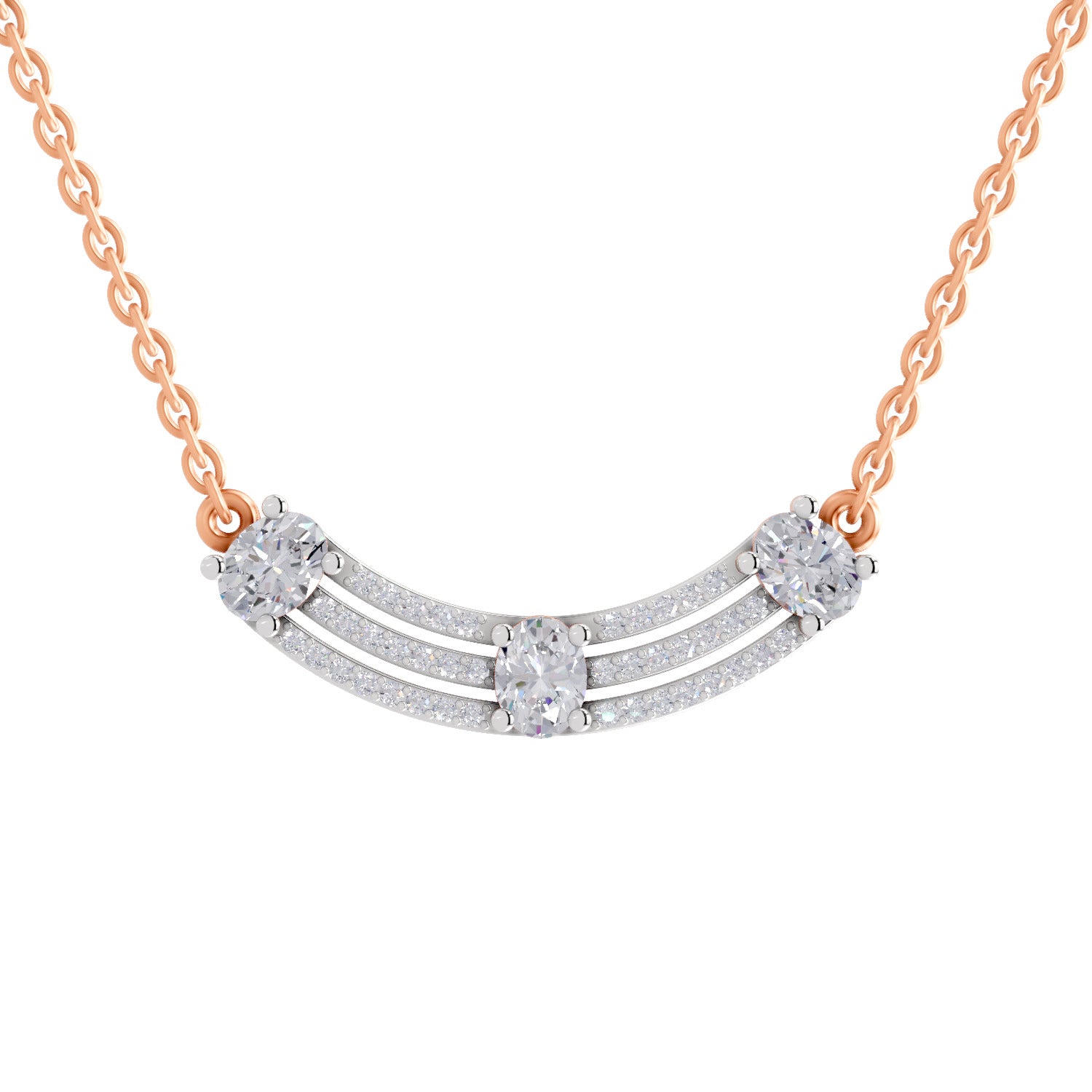 1.1 Carat Trinity Diamond Pendant Necklace 14K - Rose Gold