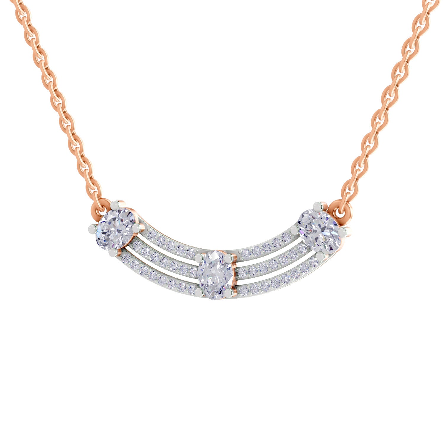 1.1 Carat Trinity Diamond Pendant Necklace 14K - Rose Gold