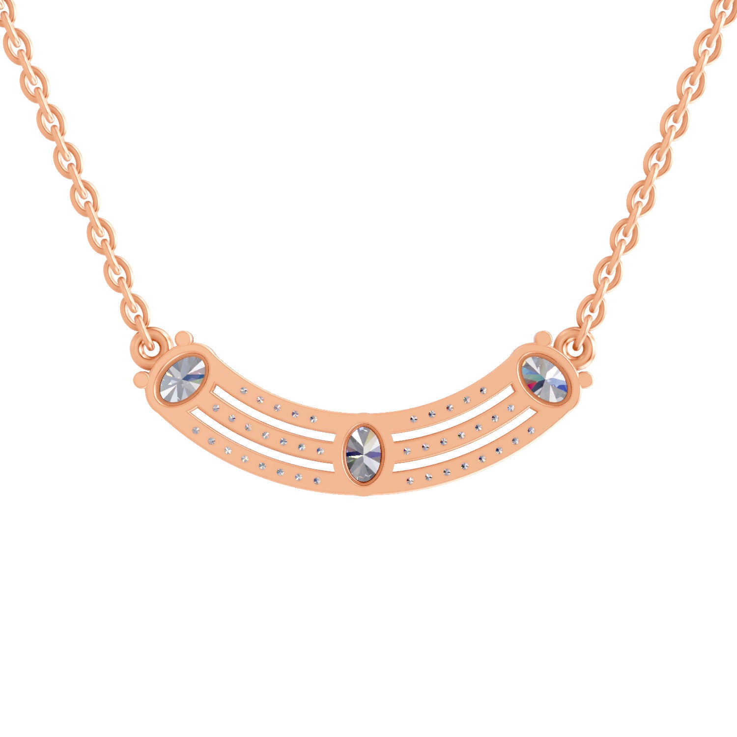 1.1 Carat Trinity Diamond Pendant Necklace 14K - Rose Gold