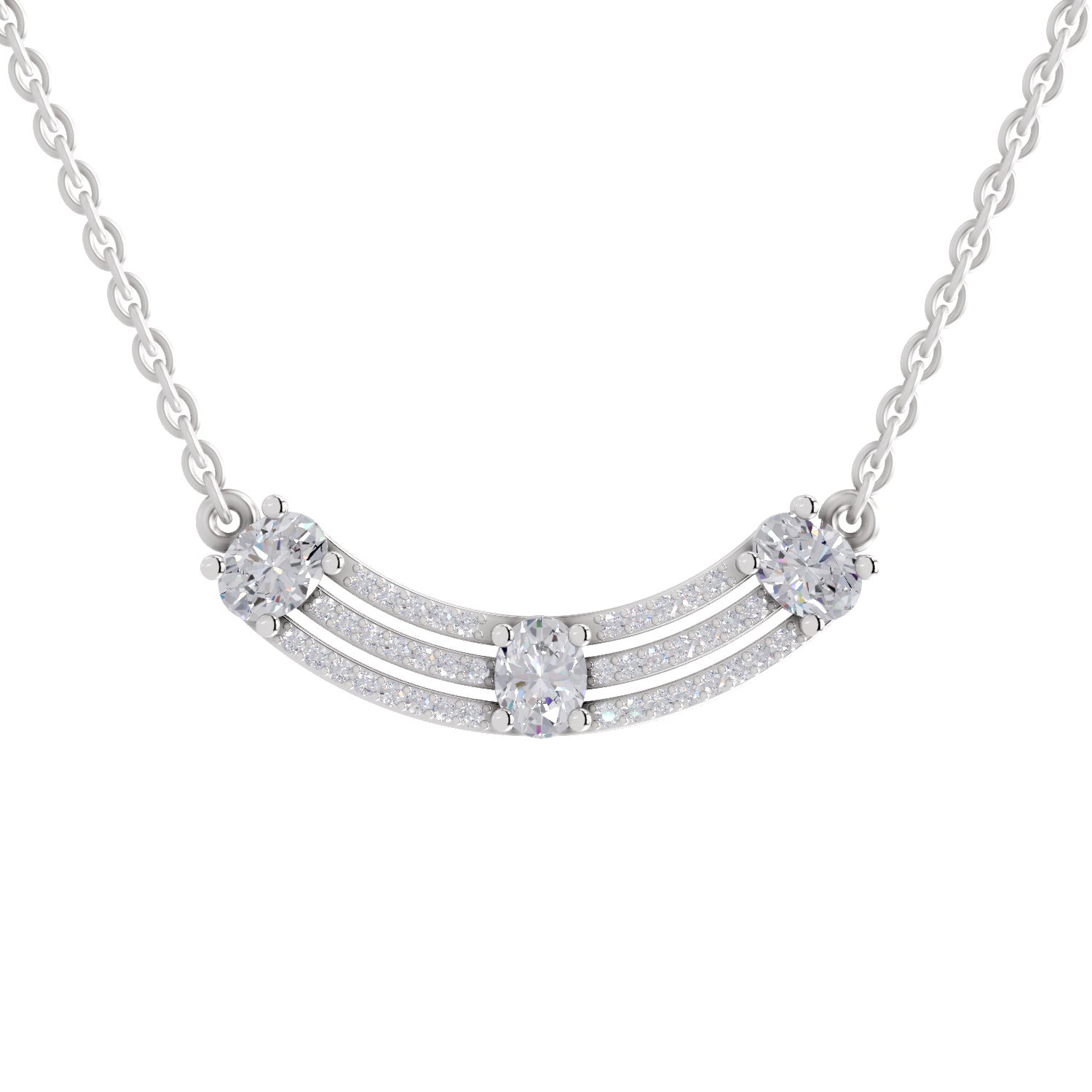 1.1 Carat Trinity Diamond Pendant Necklace 14K - White Gold
