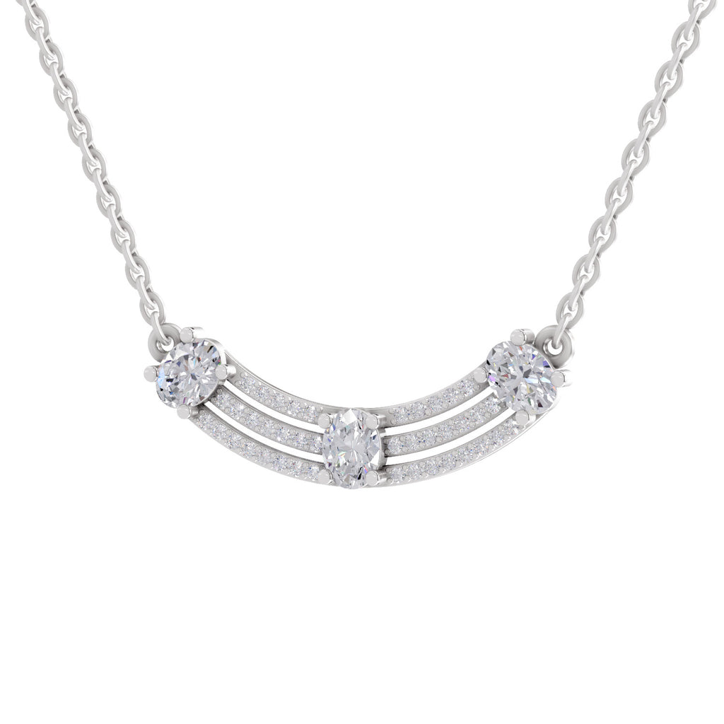 1.1 Carat Trinity Diamond Pendant Necklace 14K - White Gold