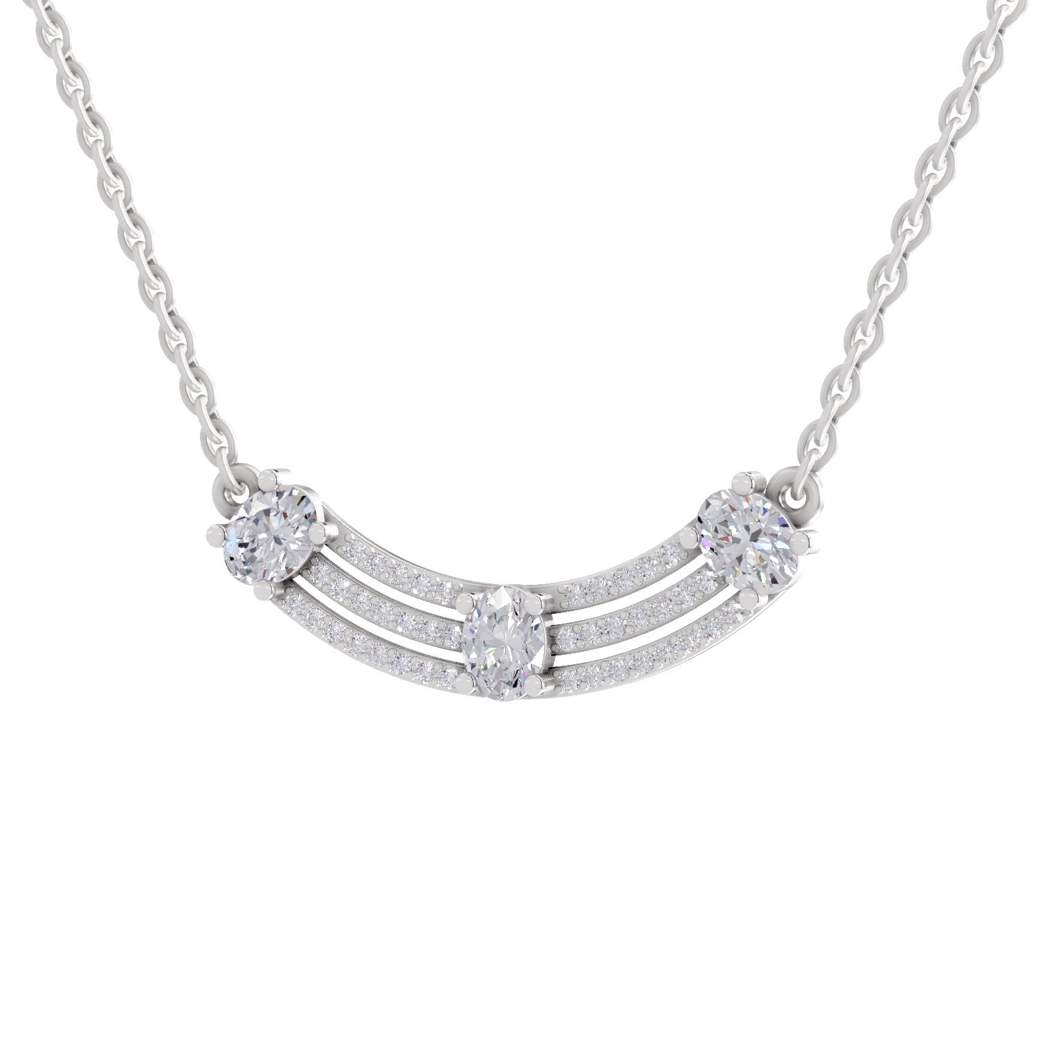 1.1 Carat Trinity Diamond Pendant Necklace 14K - White Gold