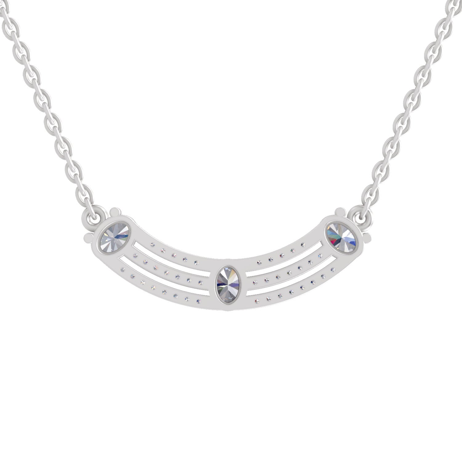 1.1 Carat Trinity Diamond Pendant Necklace 14K - White Gold