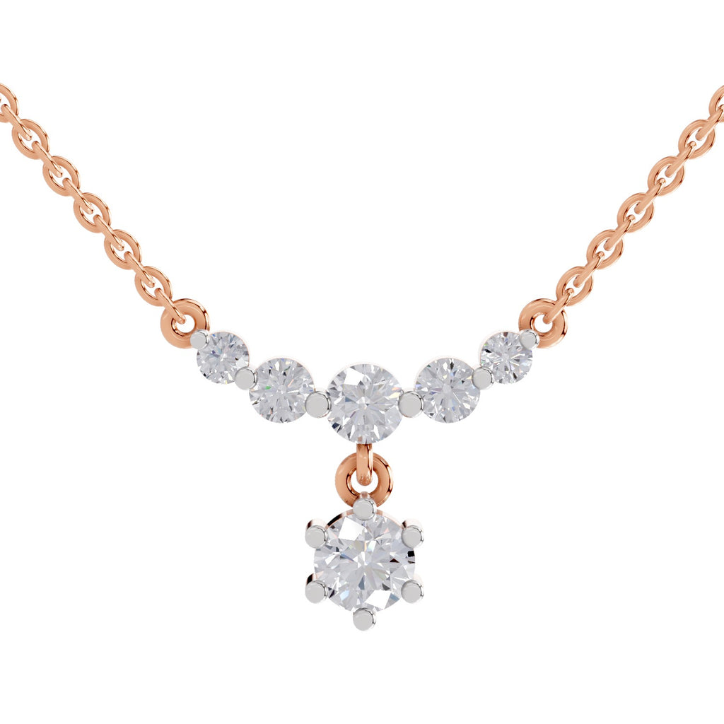 1.13 Carat Graduated Diamond Drop Necklace 14K - Rose Gold