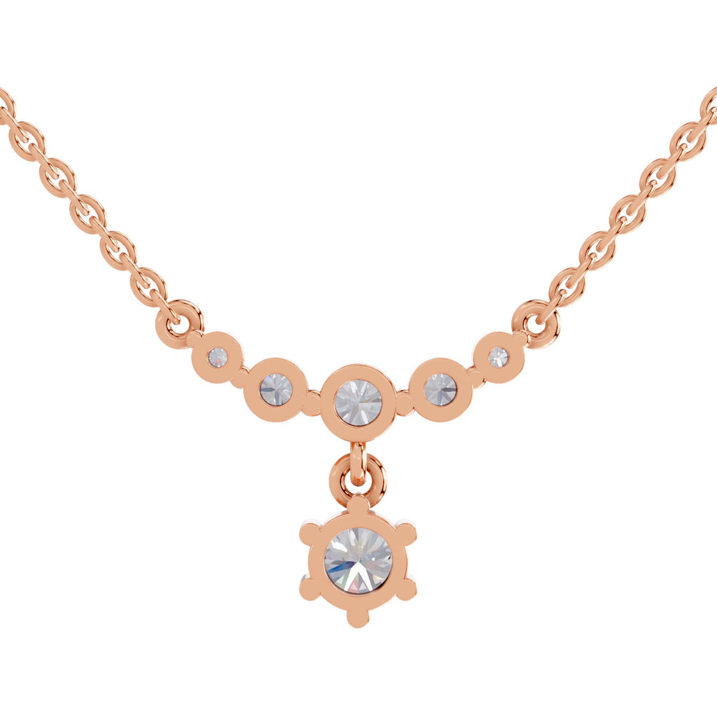 1.13 Carat Graduated Diamond Drop Necklace 14K - Rose Gold