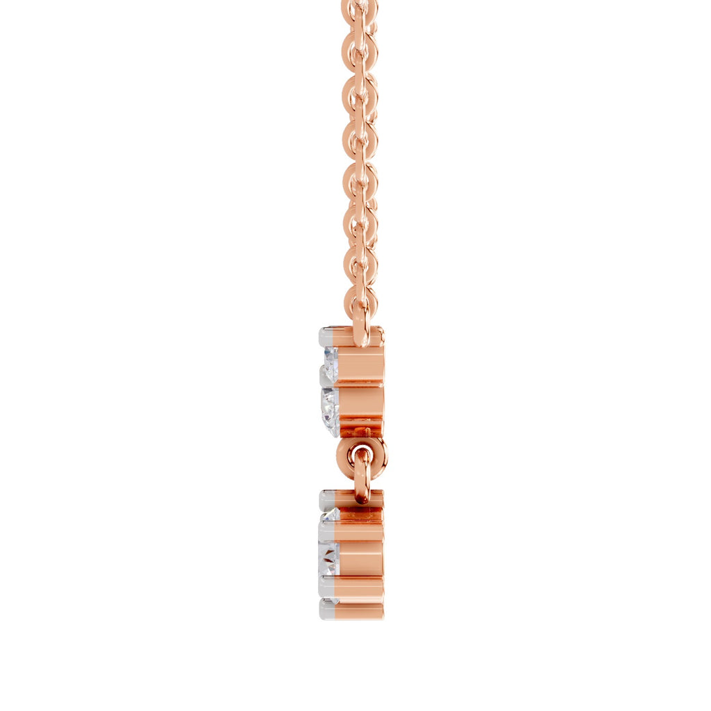 1.13 Carat Graduated Diamond Drop Necklace 14K - Rose Gold