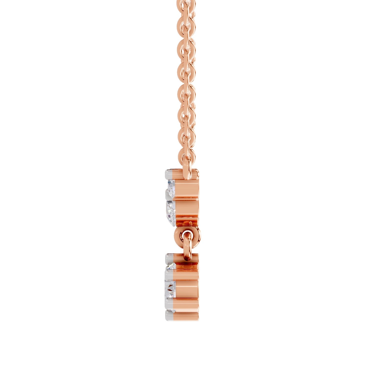 1.13 Carat Graduated Diamond Drop Necklace 14K - Rose Gold