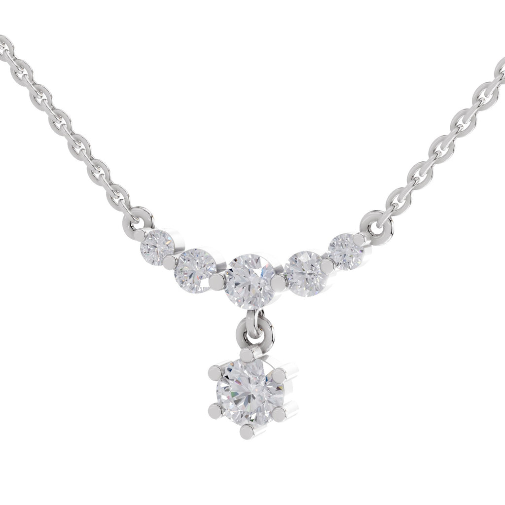 1.13 Carat Graduated Diamond Drop Necklace 14K - White Gold