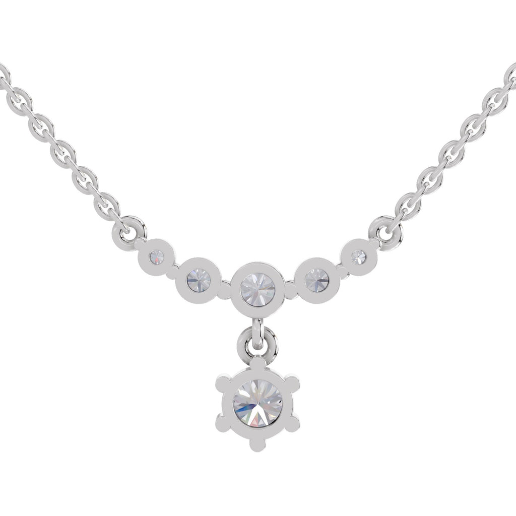 1.13 Carat Graduated Diamond Drop Necklace 14K - White Gold