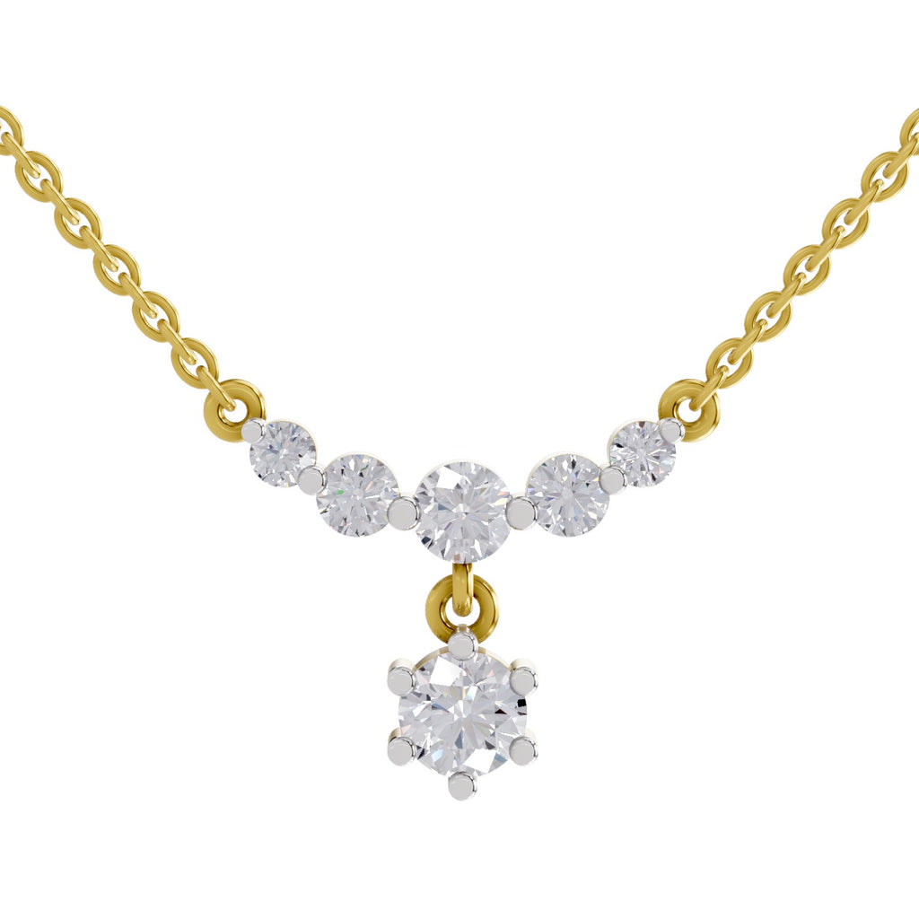 1.13 Carat Graduated Diamond Drop Necklace 14K